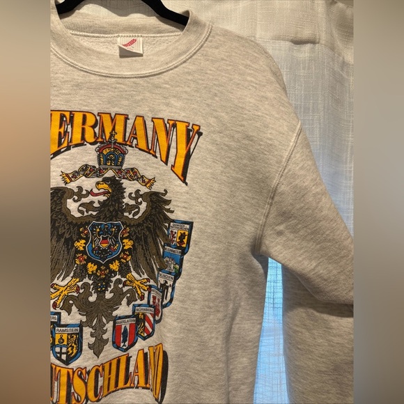VTG Jerzees Germany Crewneck Sweatshirt Adult L 90s Reichsadler Eagle Printed - Picture 6 of 10
